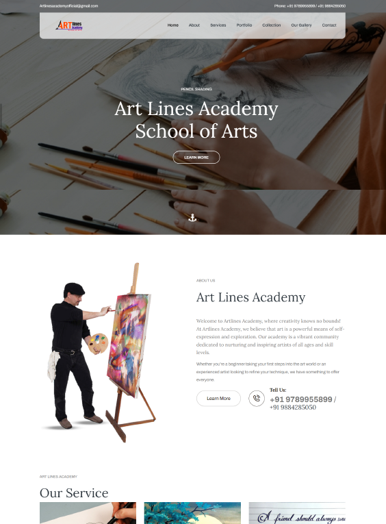 Artlines Academy static website design