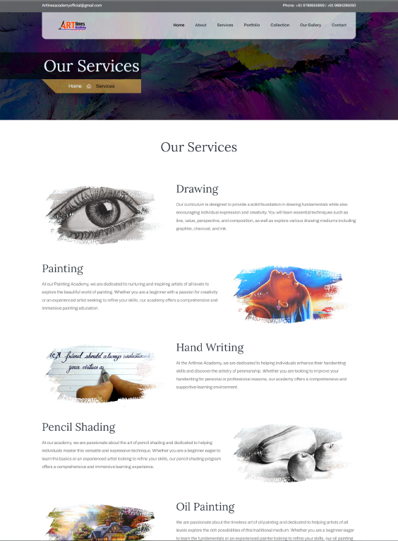 Artlines Academy static website design