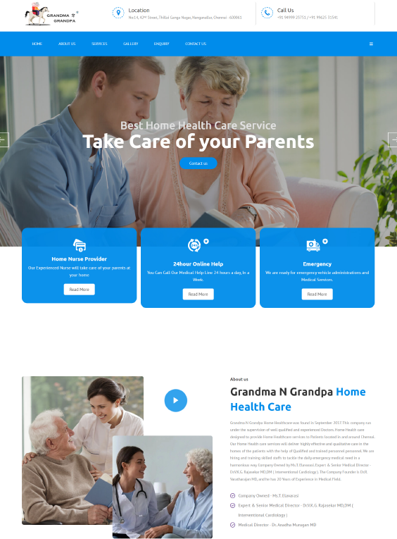 Grandma Grandpa Home Healthcare static website design