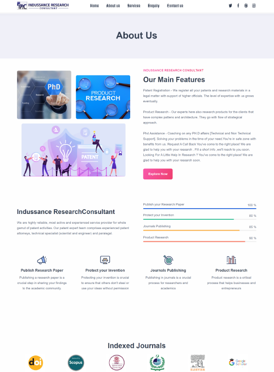 Indussance Research Consultant static website design