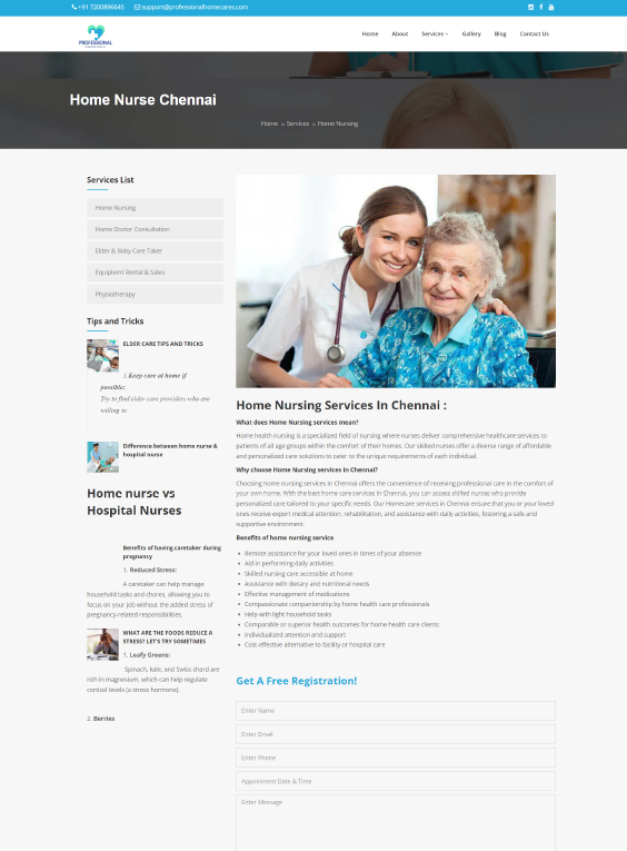 Professional Homecares static website design